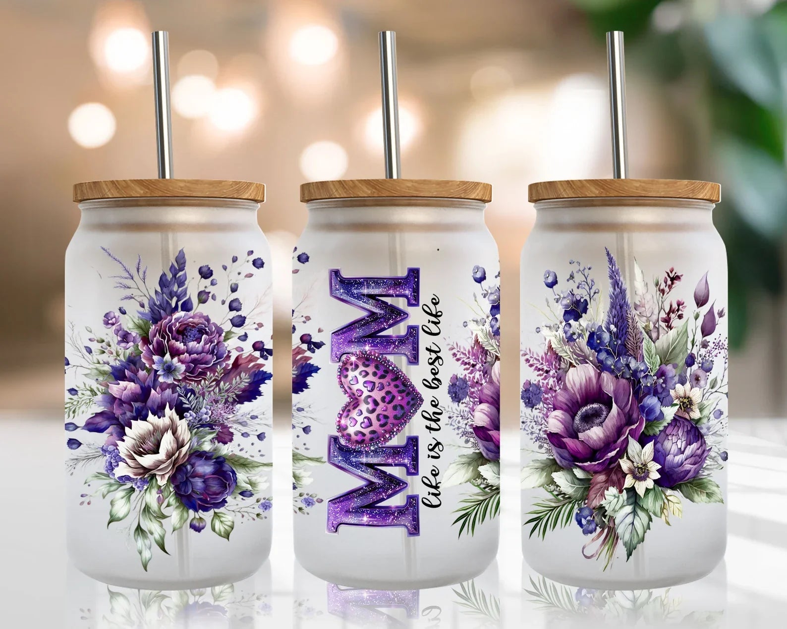 MOM Life is the Best Life  in Purple 16 oz tumbler