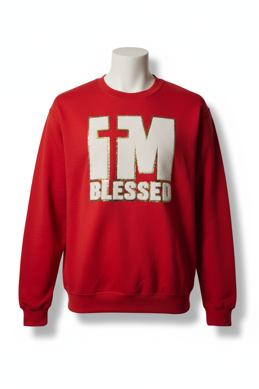 I.M. Blessed white with gold Patch