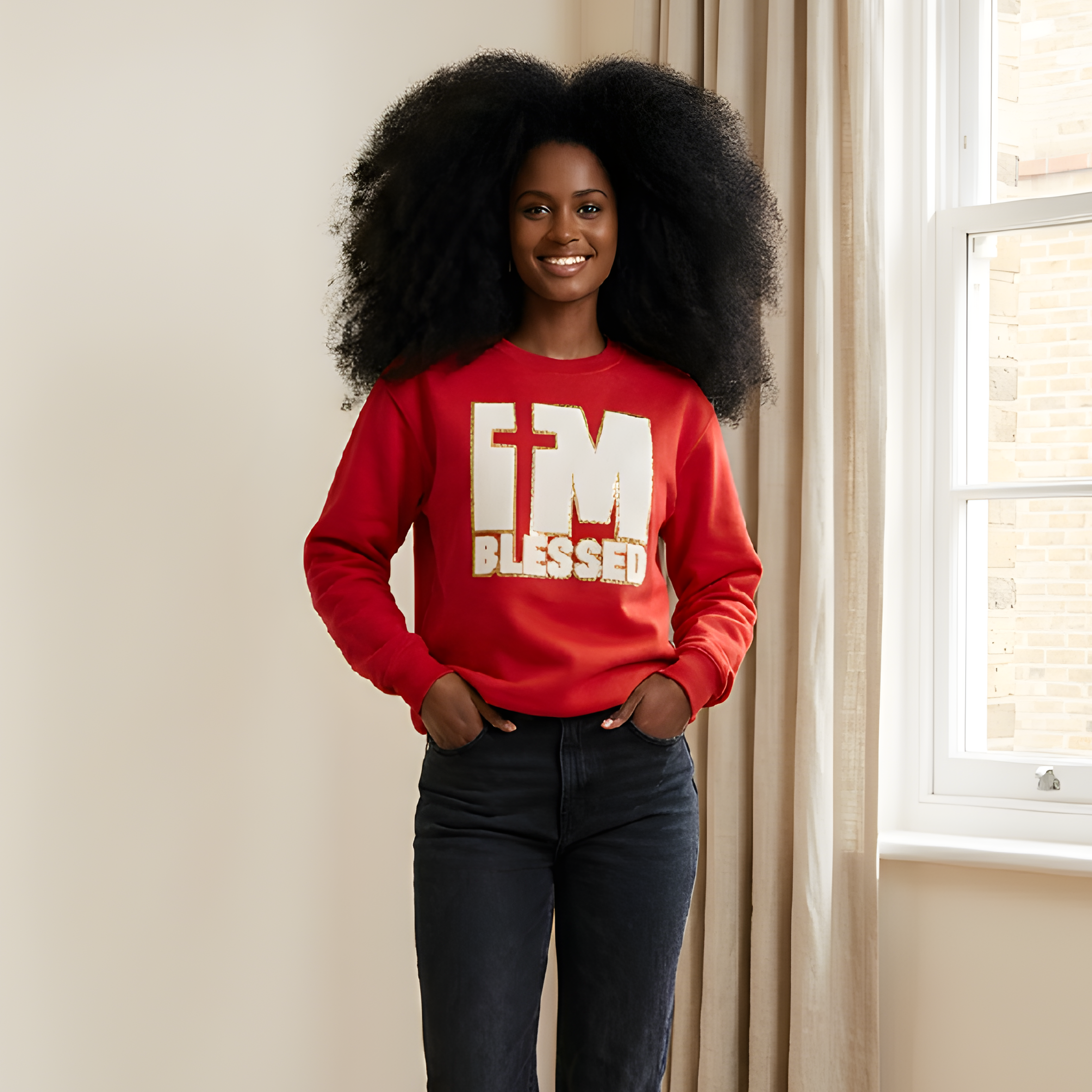 I.M. Blessed white with gold Patch