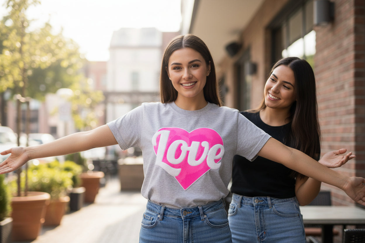 L.O.V. E Pink with white Graphic patch