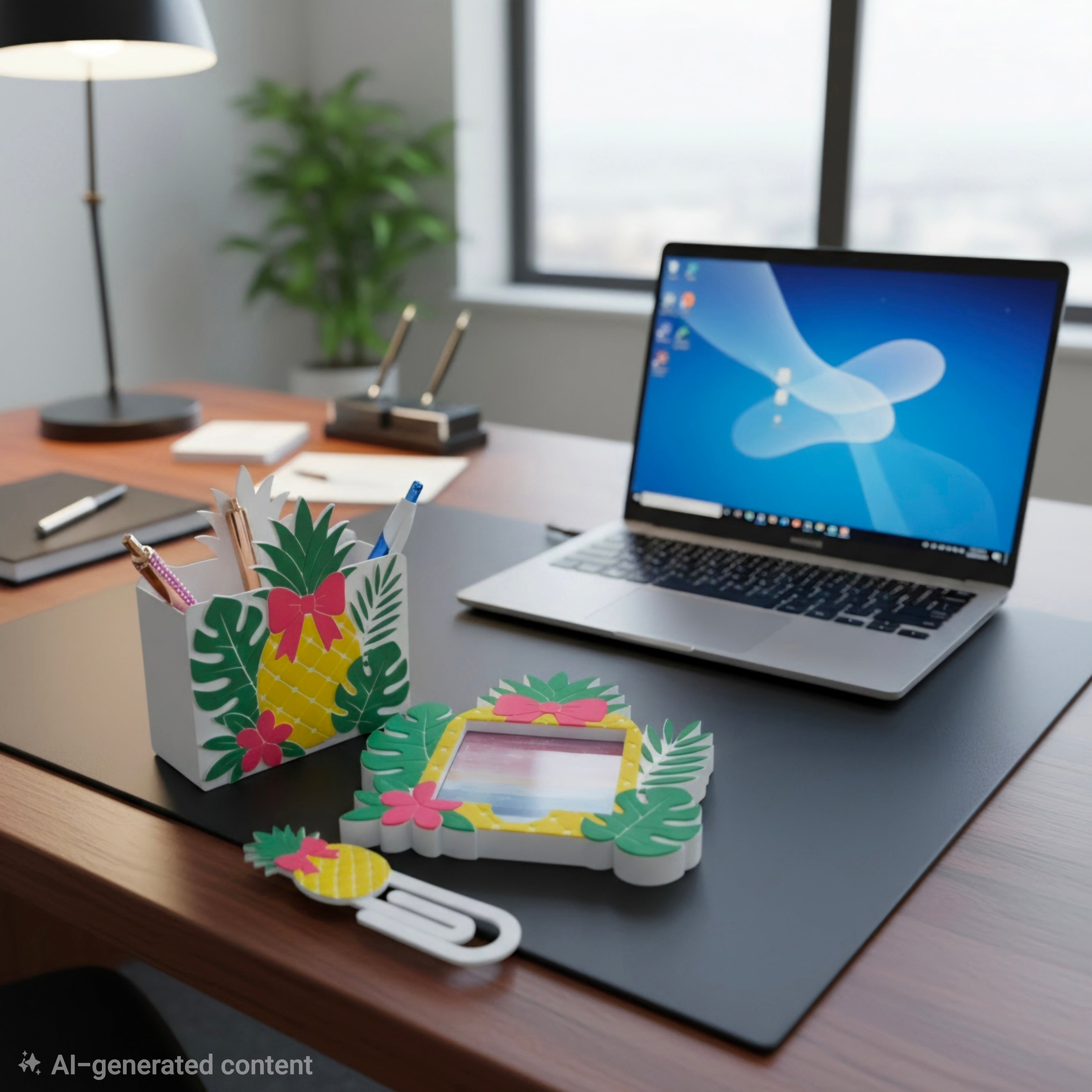 Tropical Desk Organizer Bundle | Pineapple Desk Accessory Set