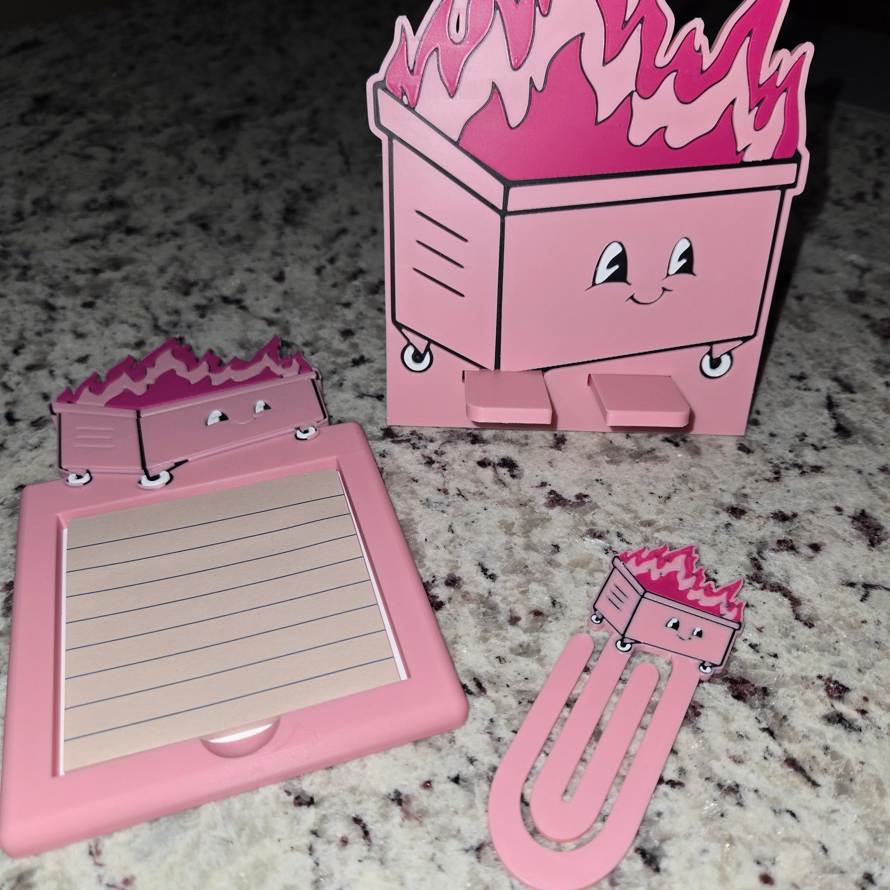 Pretty in Pink Dumpster Fire Office Set | Desk Accessory Bundle