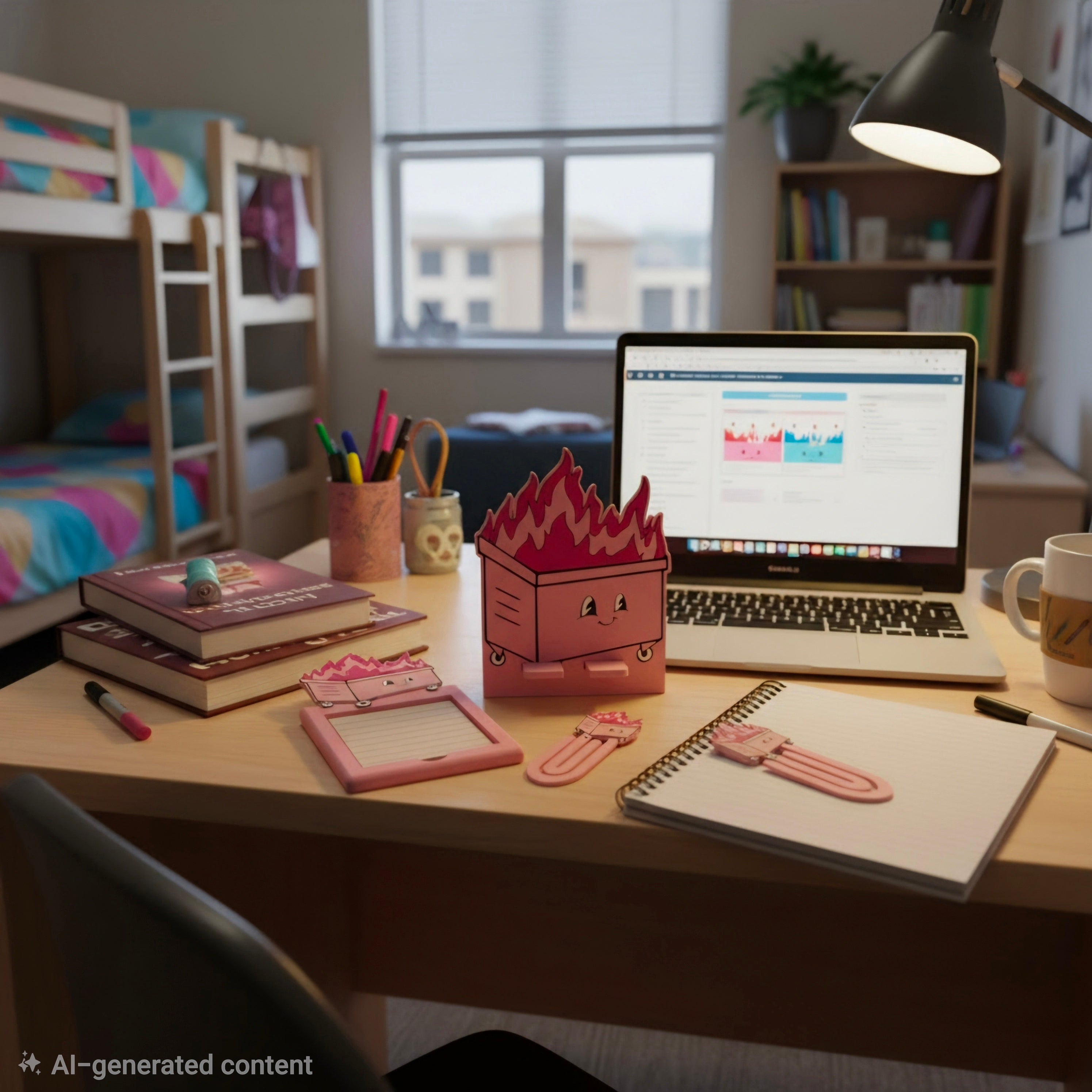 Pretty in Pink Dumpster Fire Office Set | Desk Accessory Bundle