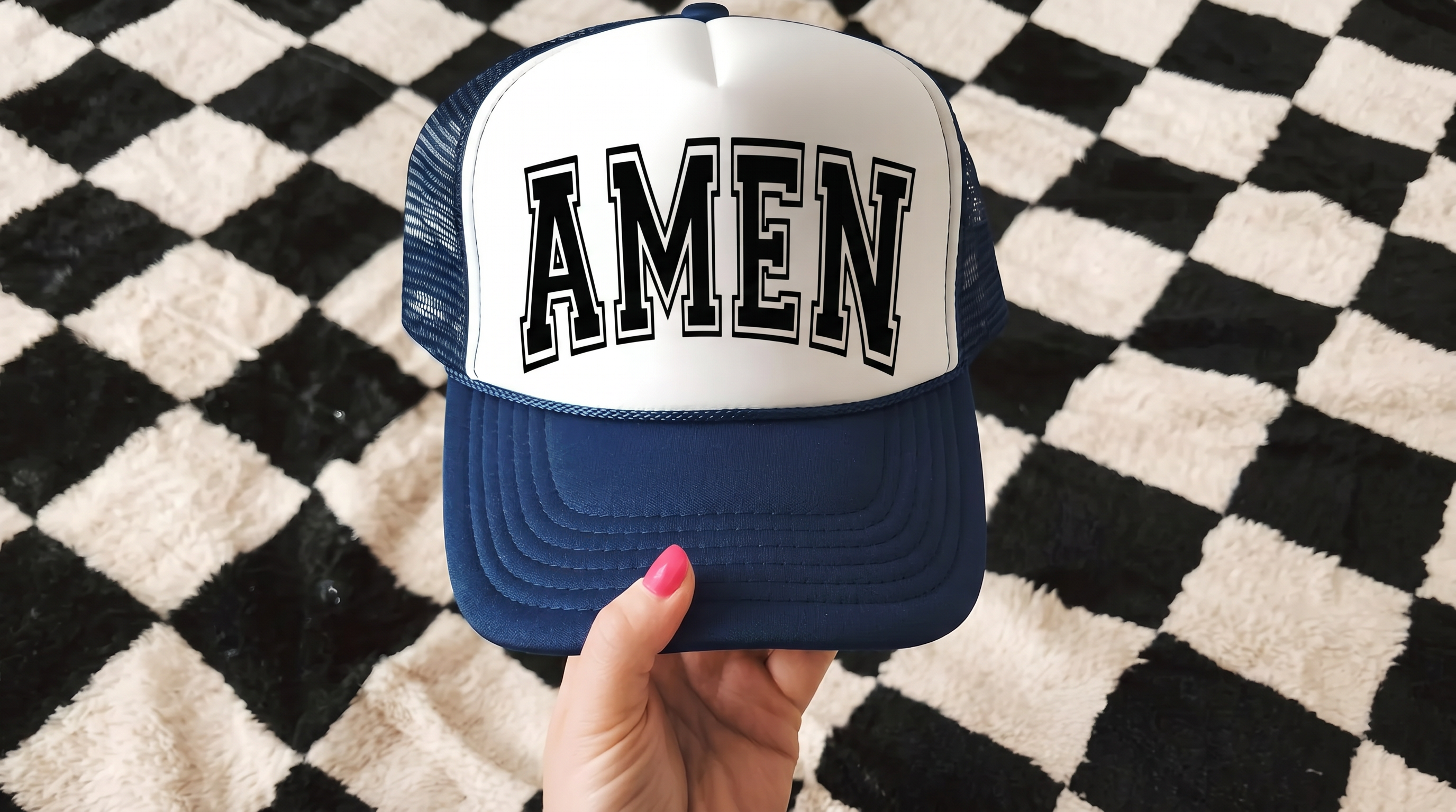 AMEN Varsity Font Graphic Hat