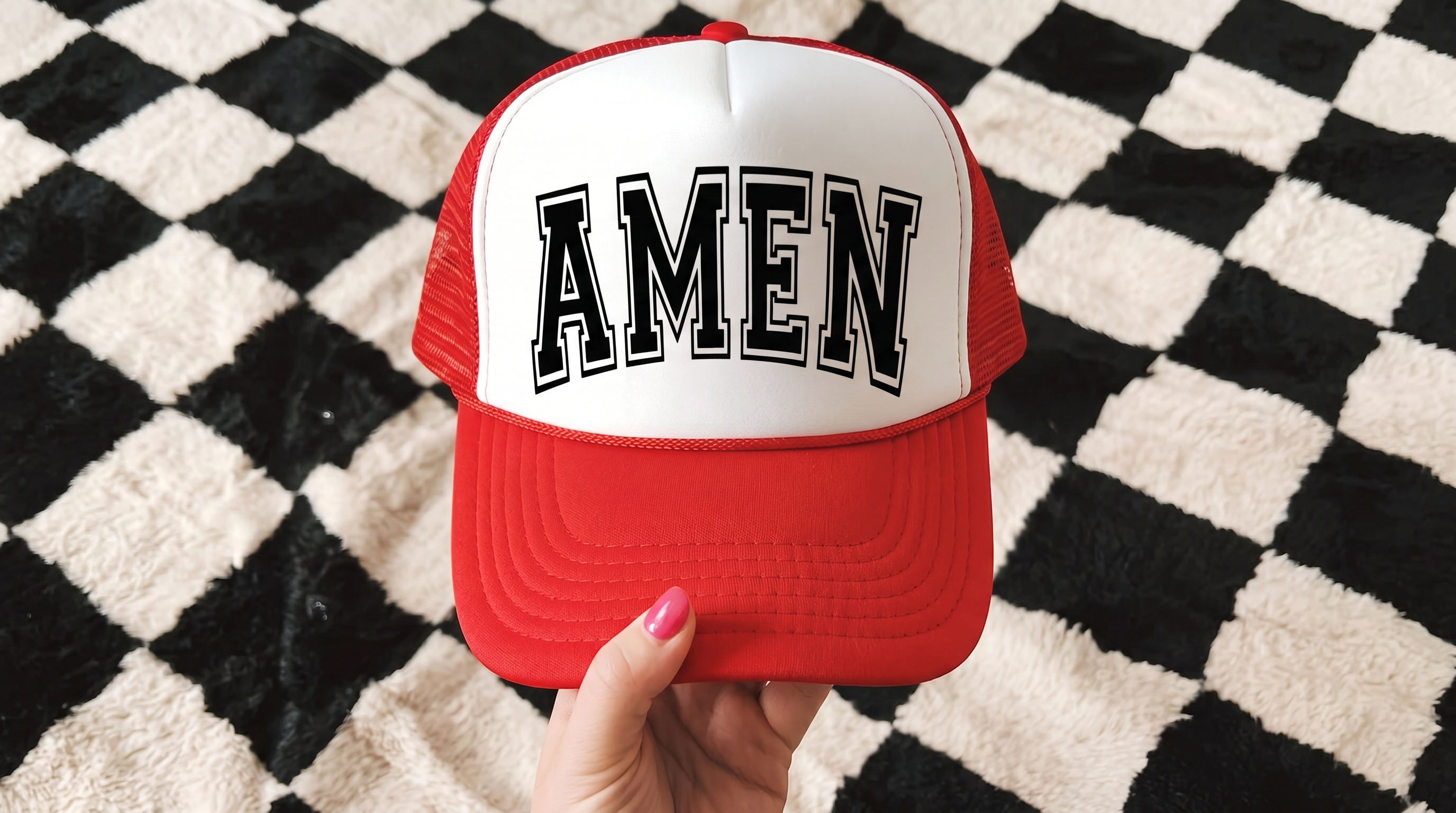 AMEN Varsity Font Graphic Hat