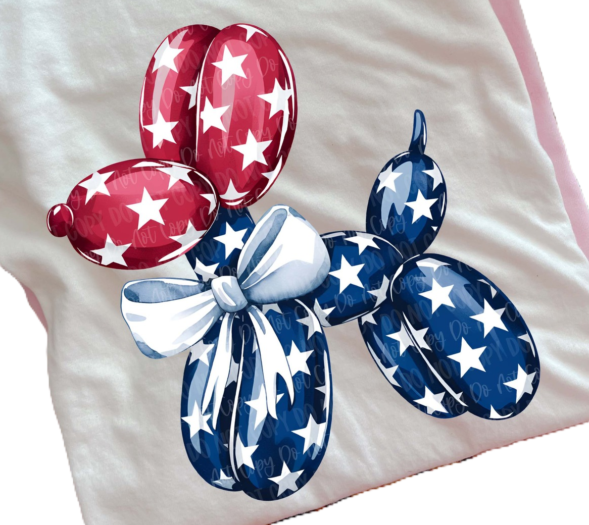 Patriotic Lil Balloon Doggy graphic Shirt - Fun and Festive 4th of July Apparel with a free accompanying 16 oz tumbler