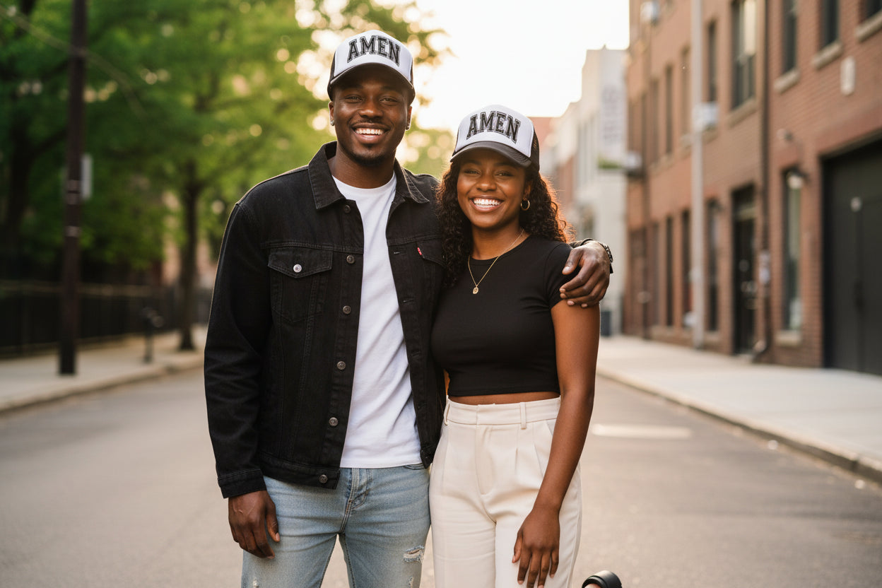 AMEN Varsity Font Graphic Hat