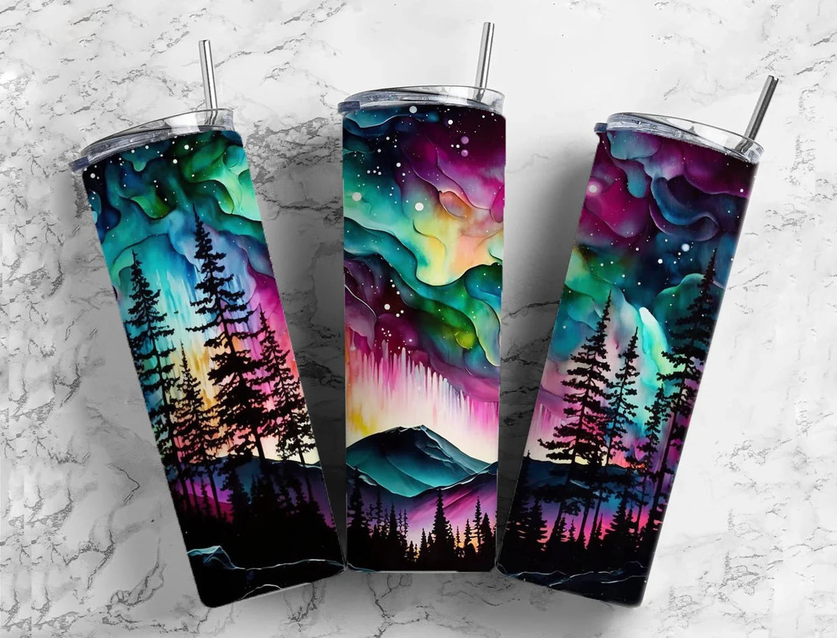 Northern Lights alcohol inks inspired  20oz Tumbler
