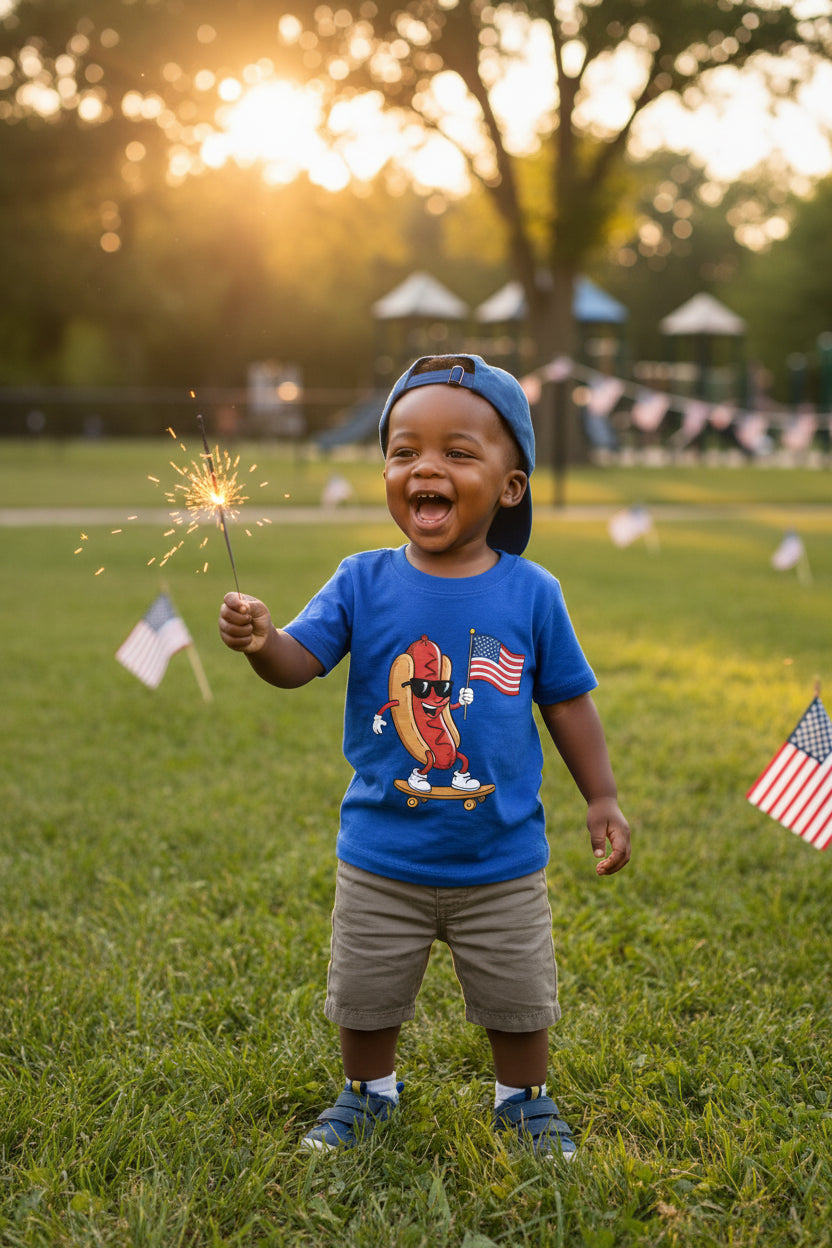 Patriotic Hotdog T-Shirt - 4th of July BBQ Foodie Apparel