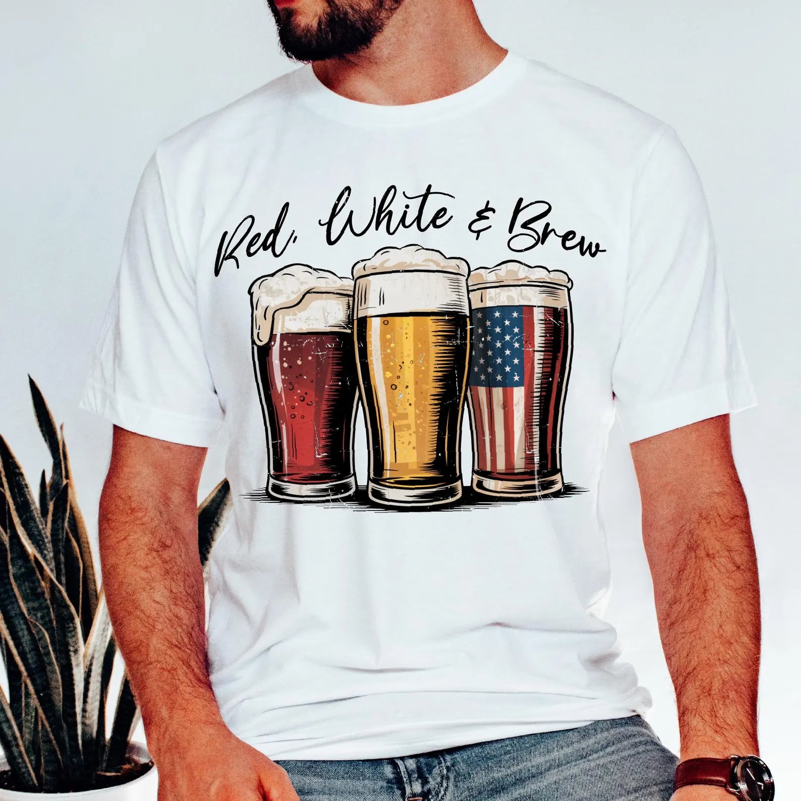 RED, WHITE AND BREWYA SHIRT Angie's Custom Creations