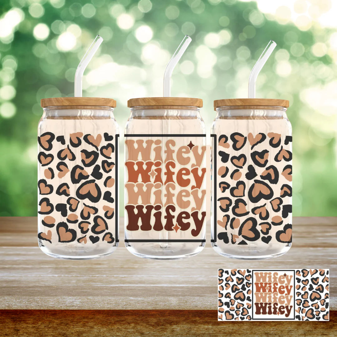 Wifey  💕 Leopard 16 oz tumbler