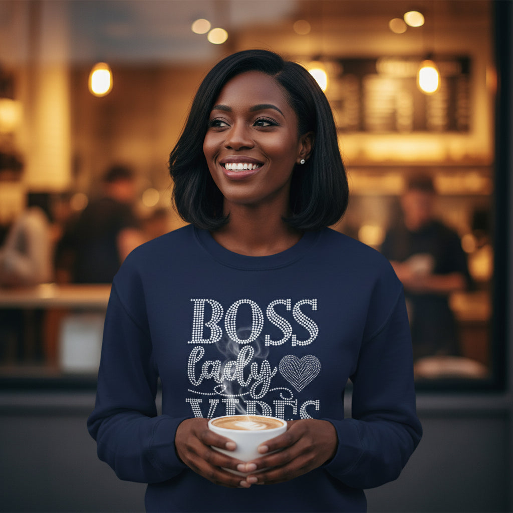Boss Lady Shirt Vibes Crystal Rhinestone Graphic Shirt