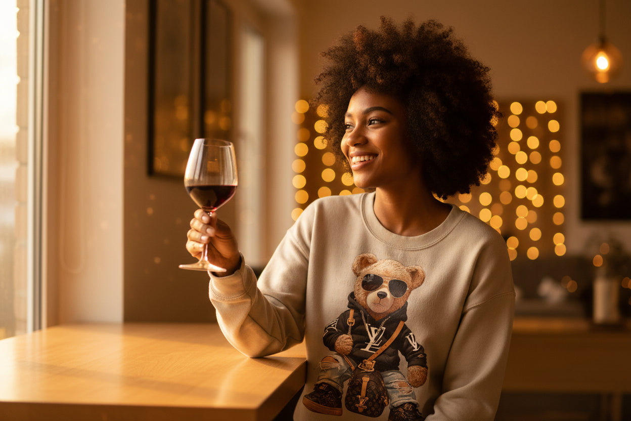 Fashionable Boujee Bear Sweatshirt - Luxe and Stylish Apparel for Trendsetters