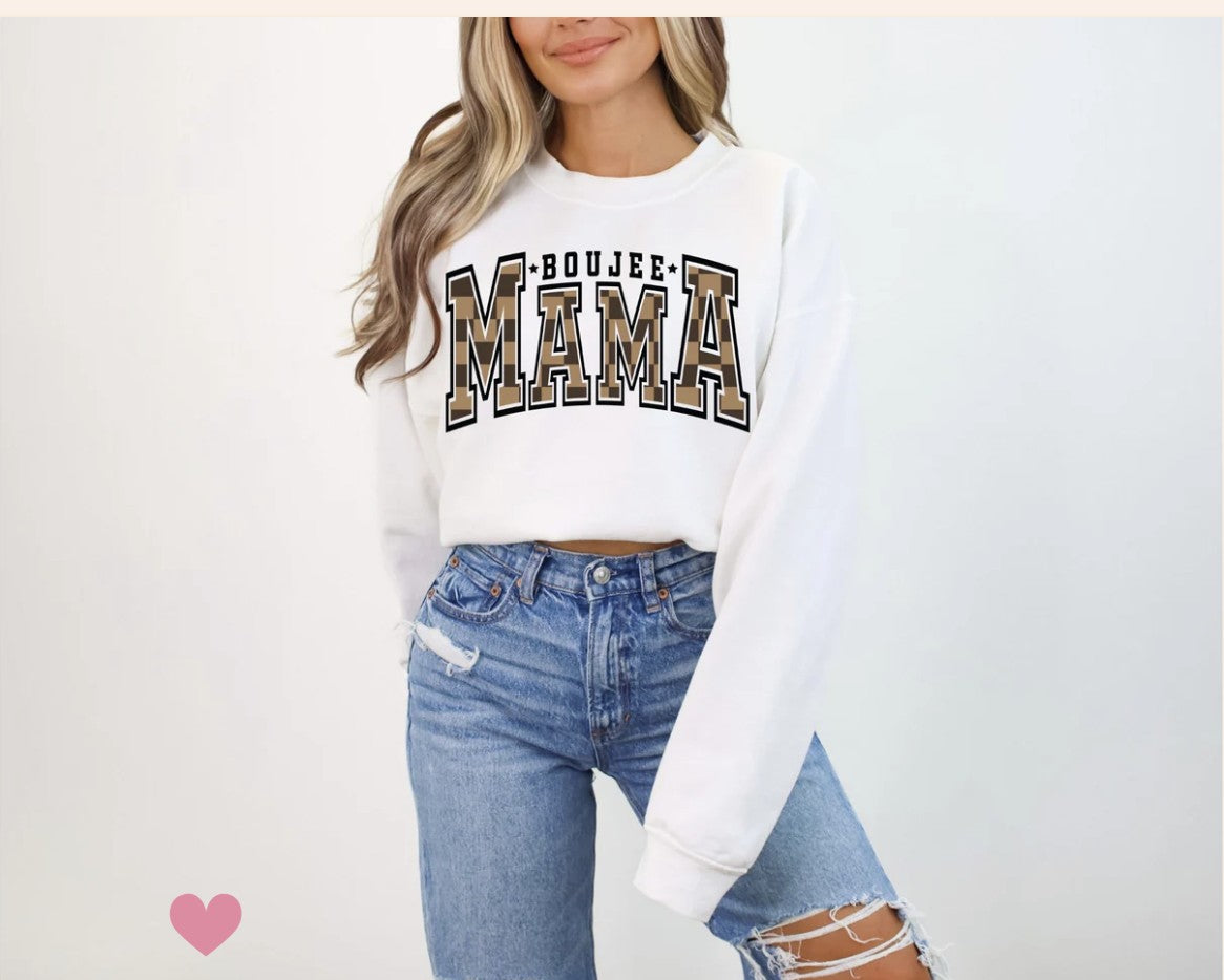 Boujee MAMA Glitter Infused Graphic Shirt