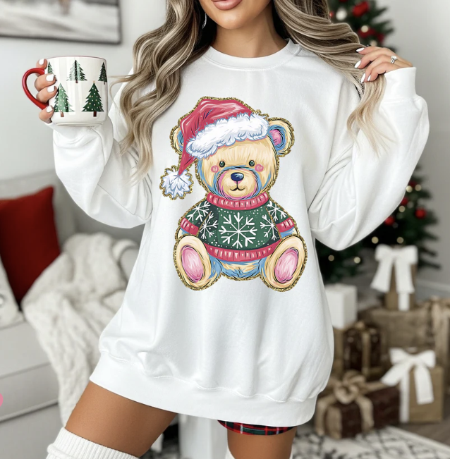 Unique designs Mr. Glittery Christmas Bear. Glitter infused graphic - Angie's Custom Creations