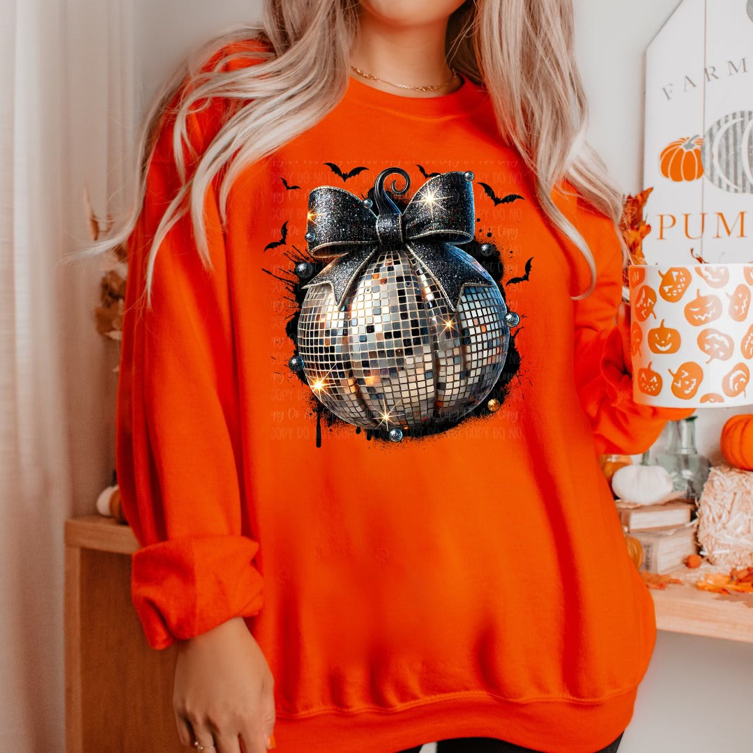 Disco mirrored ball theme Pumpkin graphic shirt Angie's Custom Creations