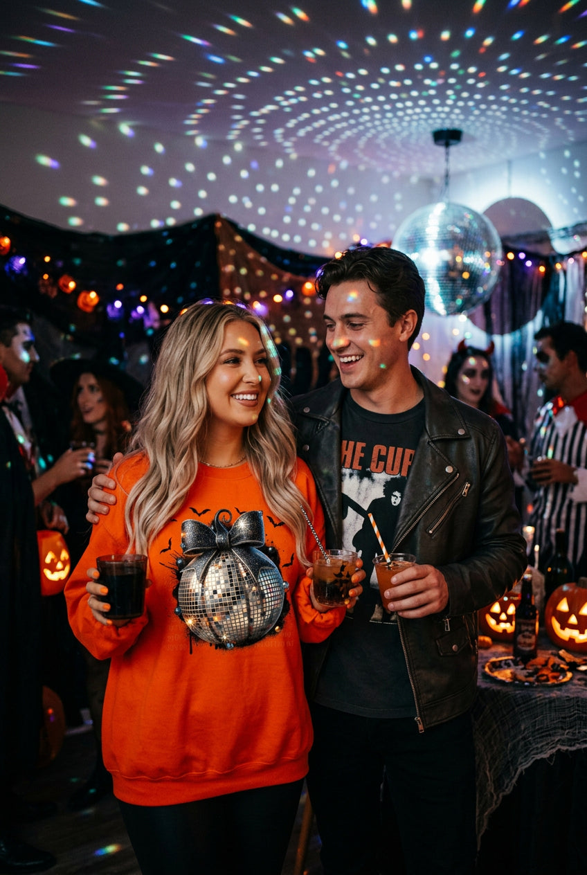 Disco Mirrored Ball Theme Pumpkin Graphic Shirt