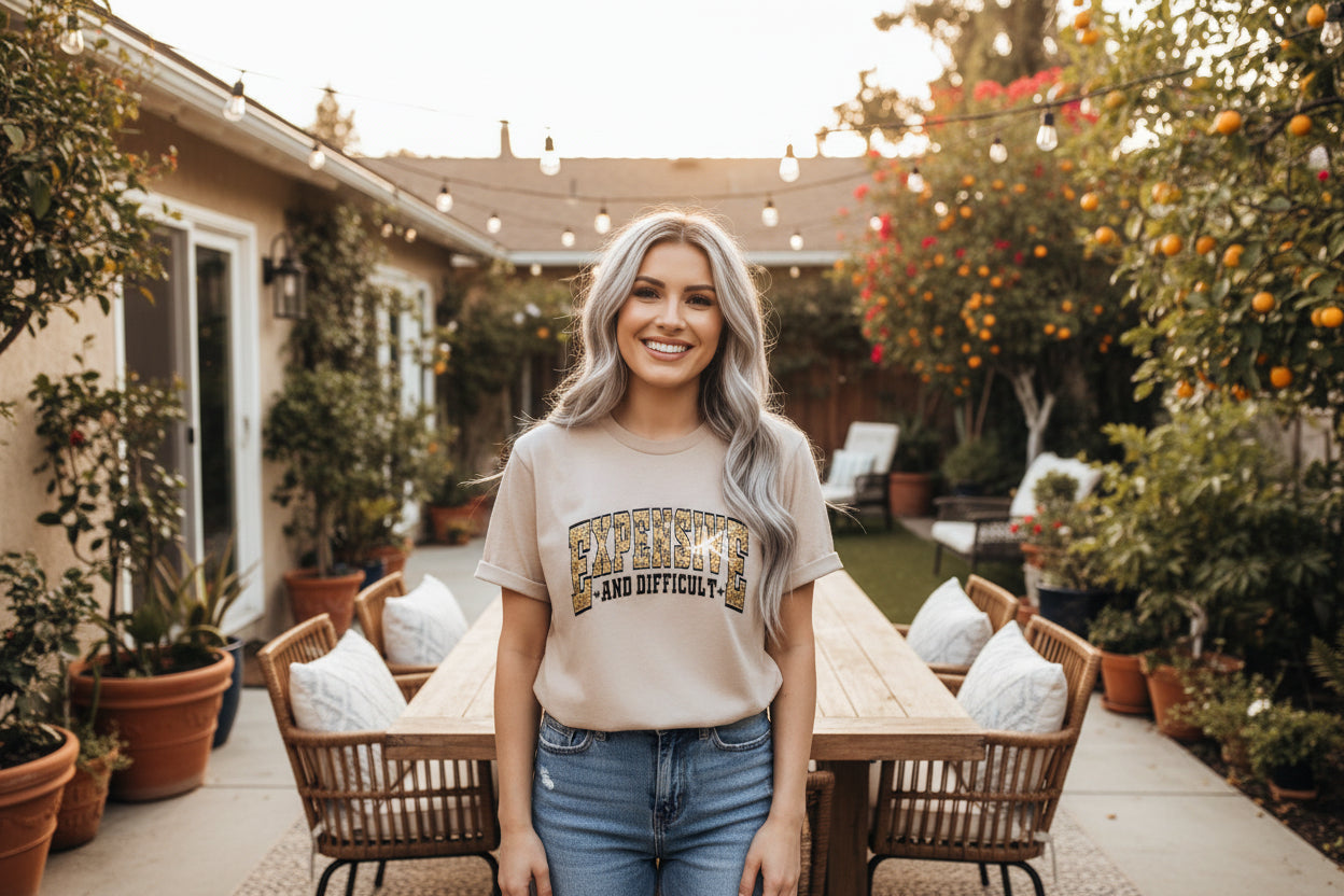 Expensive and Difficult Glitter Infused Graphic shirt