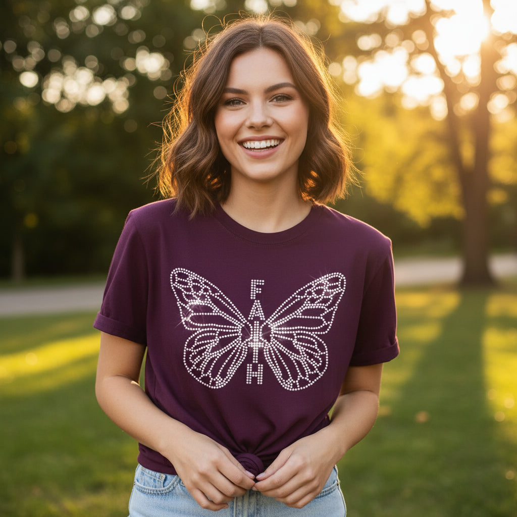 Butterfly shirt Faith Rhinestone Graphic Shirt