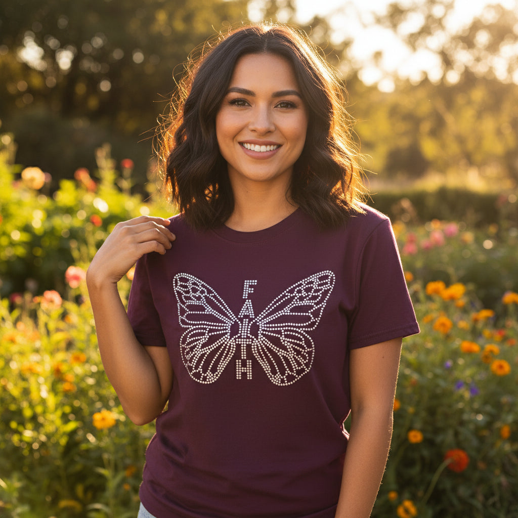 Butterfly shirt Faith Rhinestone Graphic Shirt