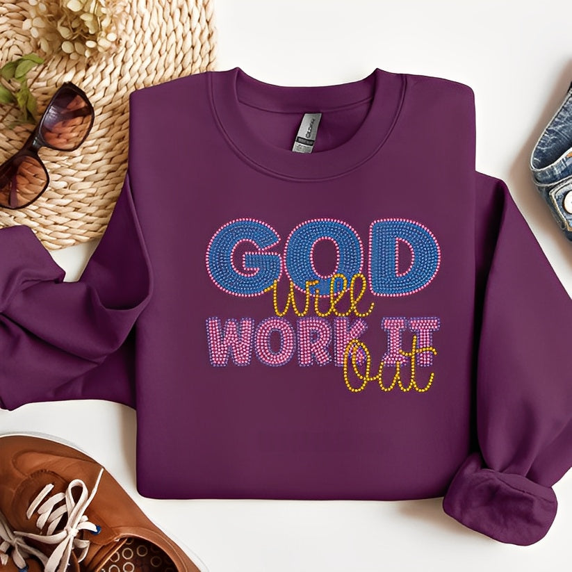 "God will work it Out" Rhinestone graphic Shirt - Angie's Custom Creations