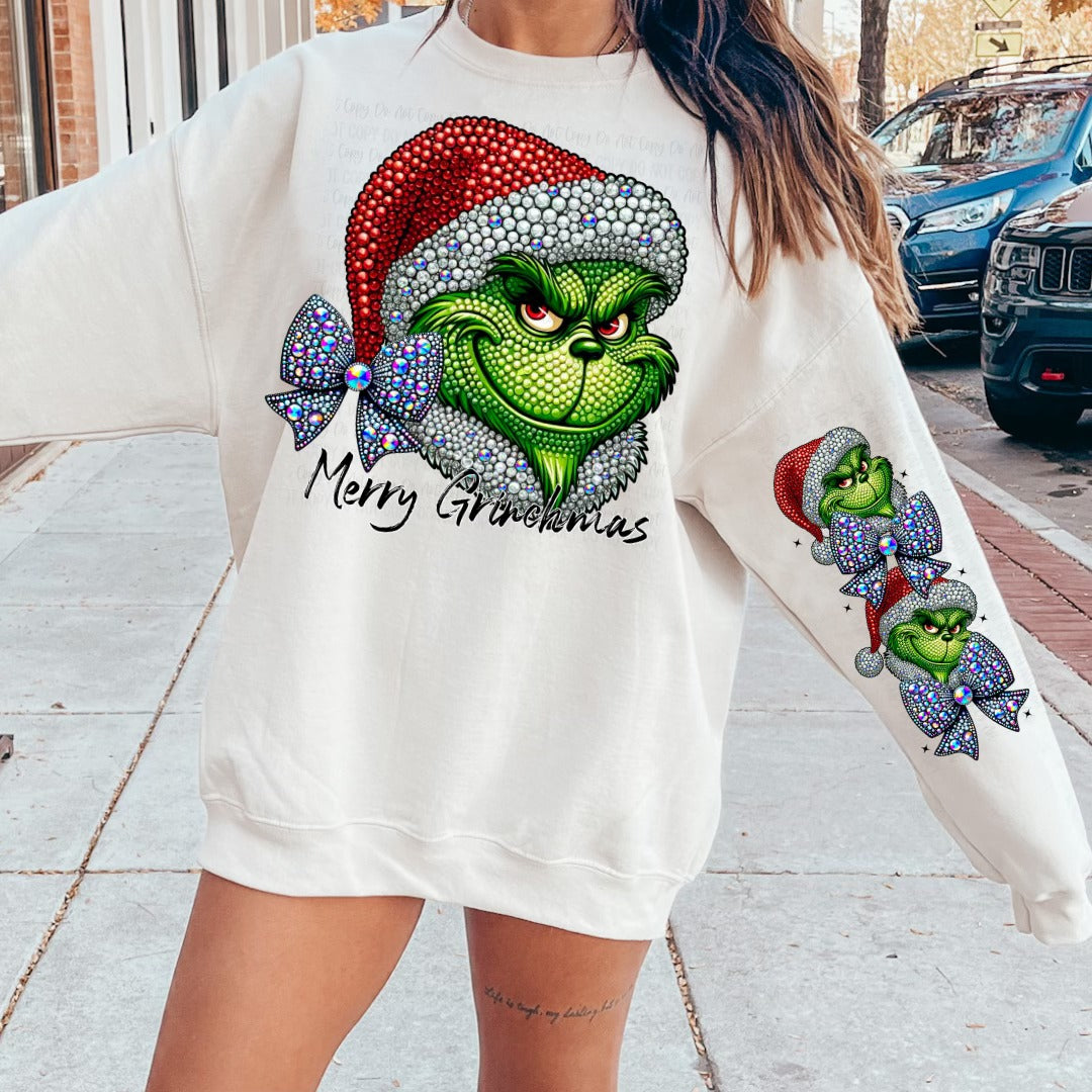 Blinged Merry Grinchmas graphic shirt - Angie's Custom Creations