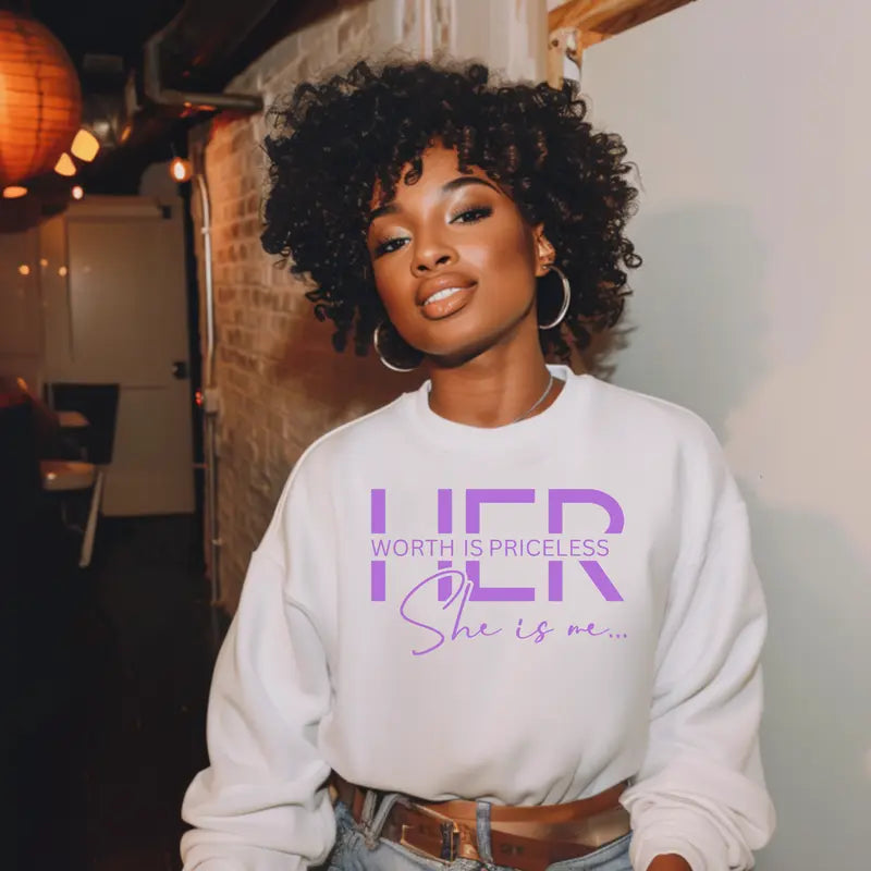 "HER worth is Priceless She is Me" graphic shirt