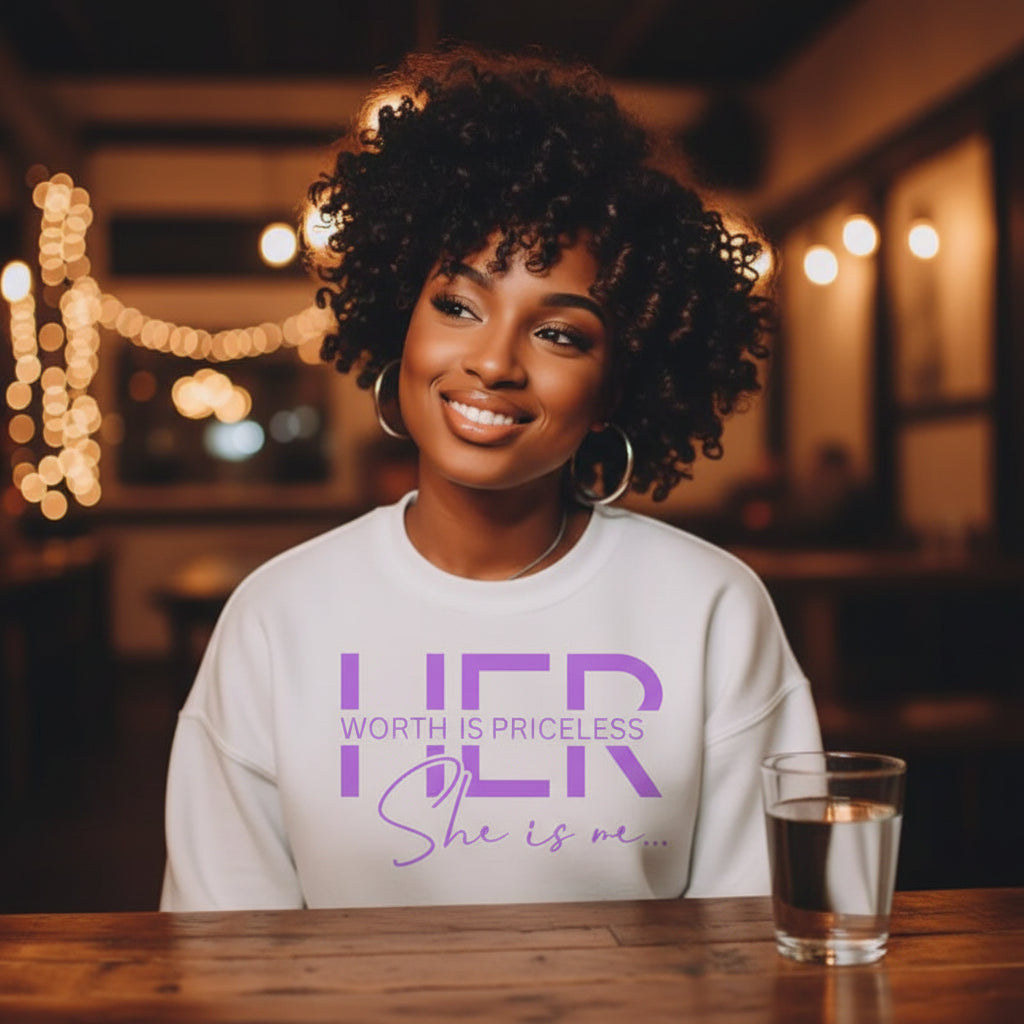 "HER worth is Priceless She is Me" graphic shirt