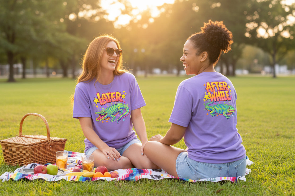 Later Gator after while Crocodile neon graphic shirt