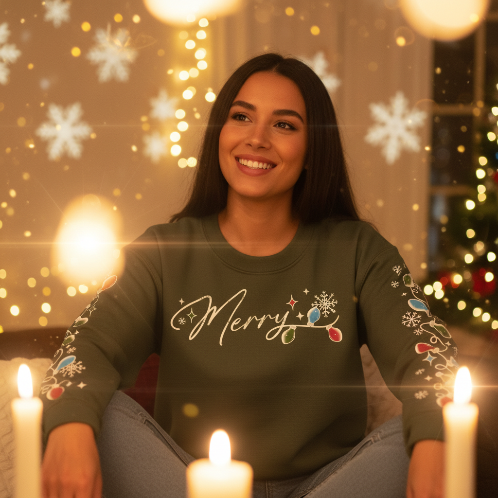 Merry all the way with white font Graphic Shirt | Festive Apparel for the Holiday Season