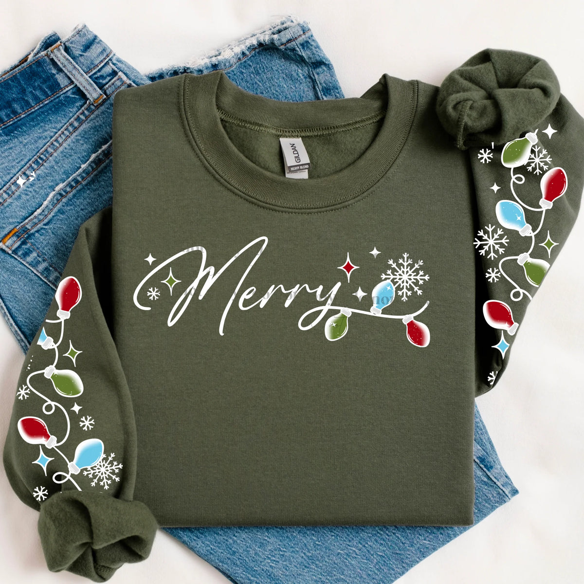 Merry all the way with white font Graphic Shirt | Festive Apparel for the Holiday Season
