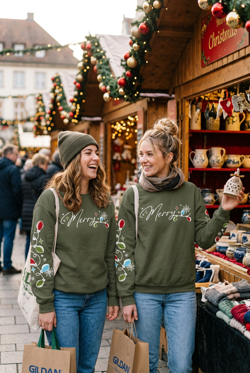 Merry all the way with white font Graphic Shirt | Festive Apparel for the Holiday Season