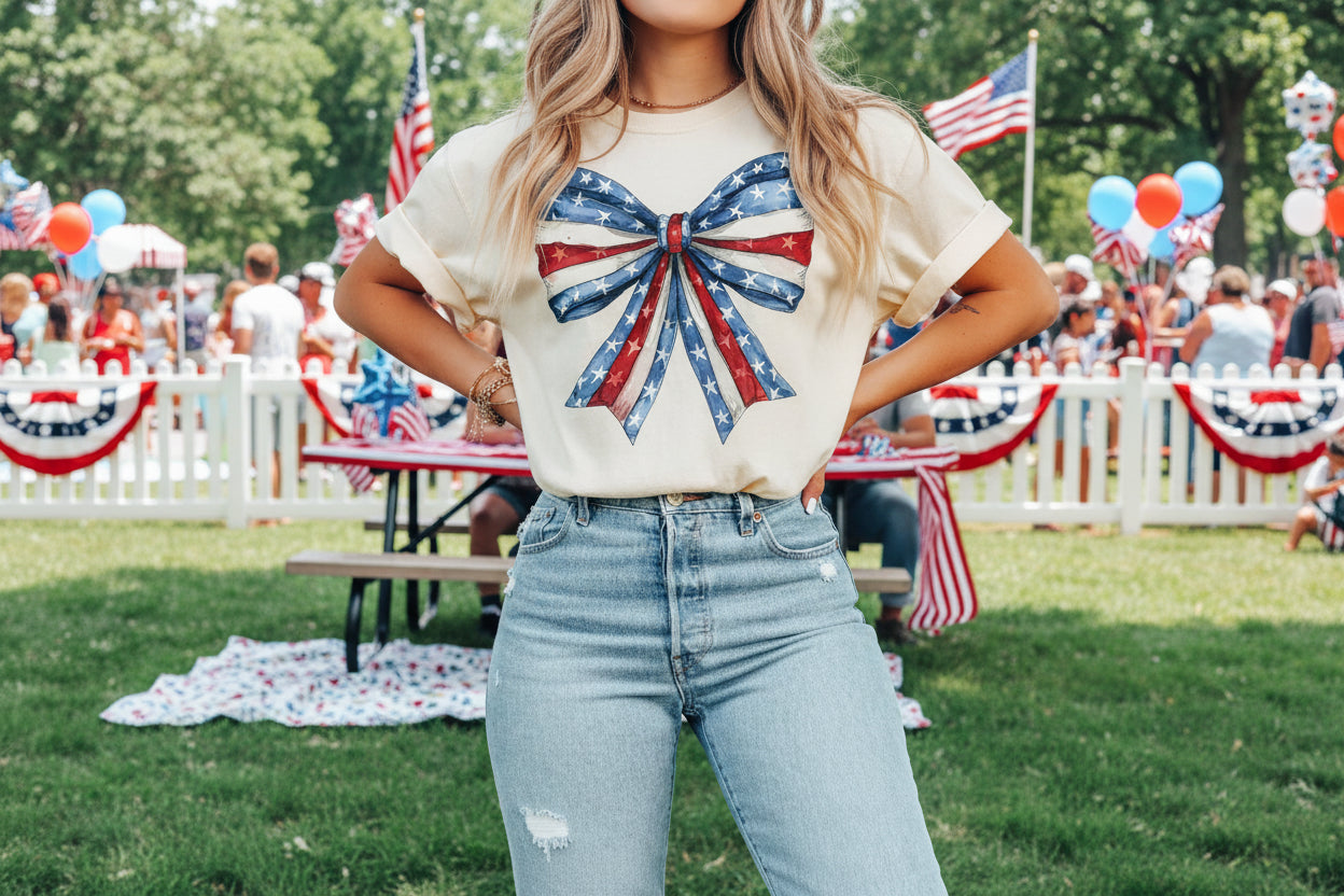 Patriotic Bow graphic shirt: A Stylish Celebration of Patriotism