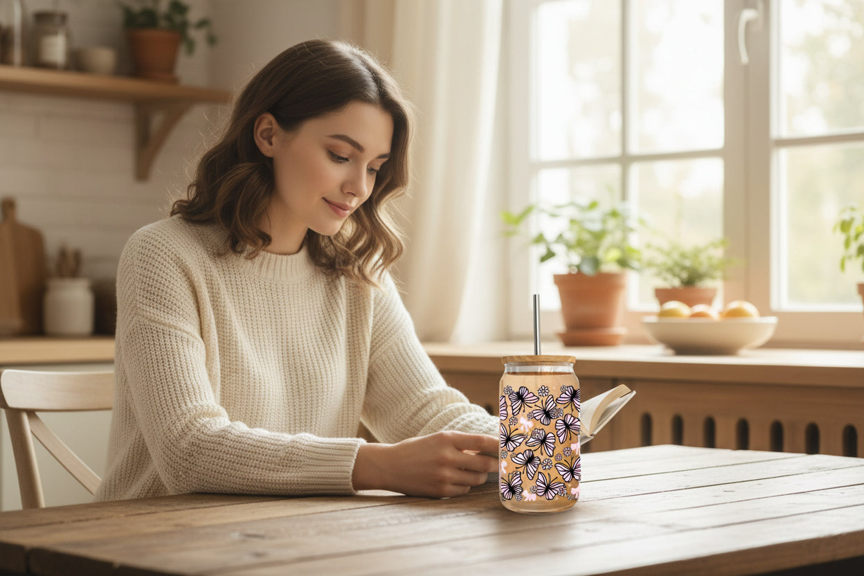 Butterfly design tumbler Pink Bows and Butterflies 16 oz Graphic tumbler