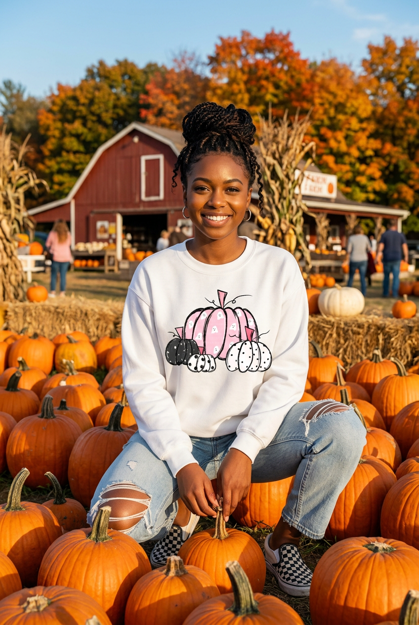 Pink Pumpkin Ghosty Graphic Shirt Angie's Custom Creations