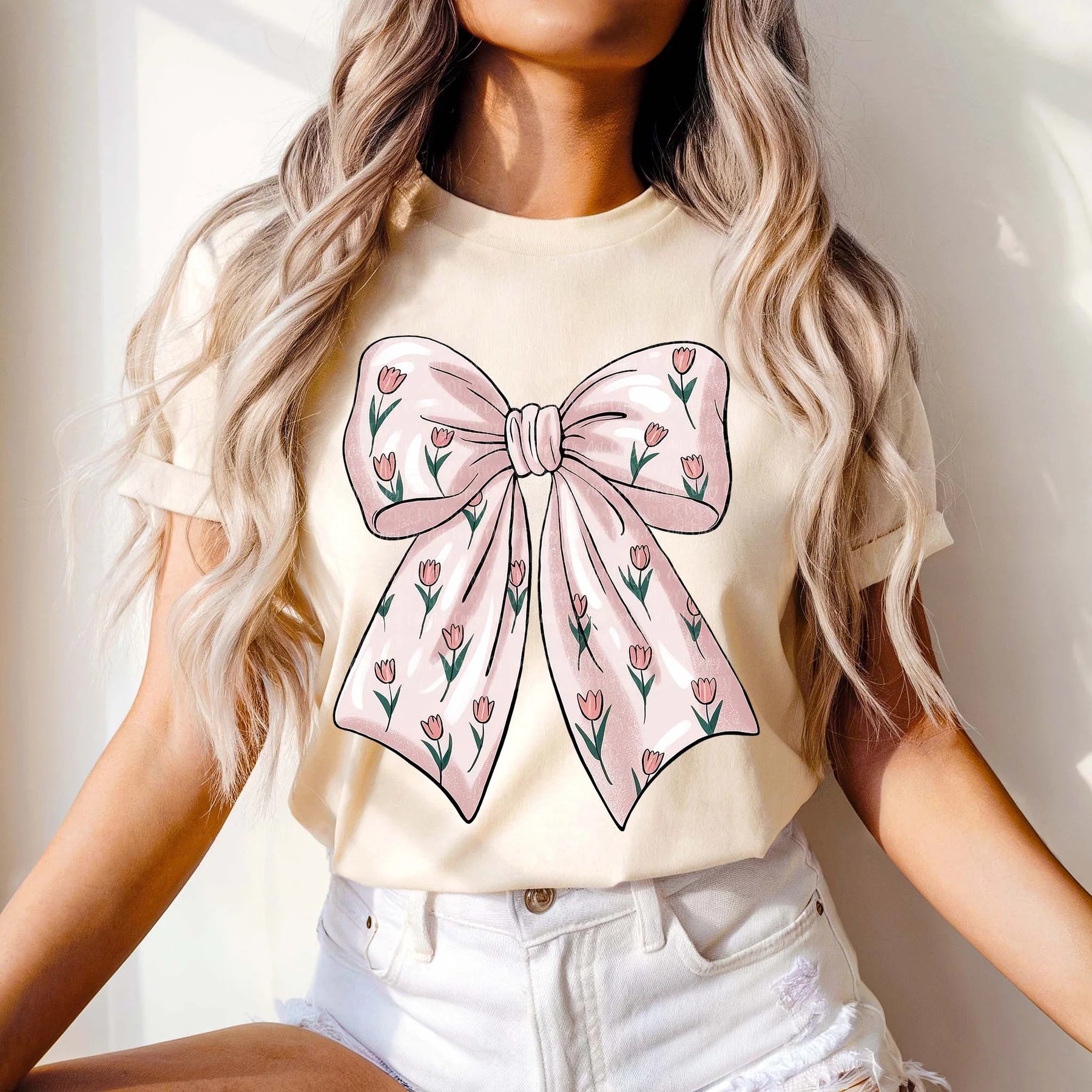 Tulip Bow Tee shirt - Angie's Custom Creations