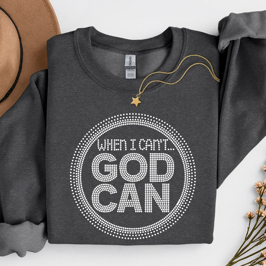 When I can't God can Rhinestone graphic shirt