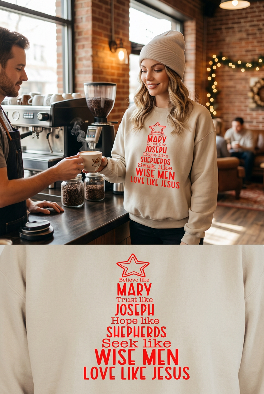Faith Like Christmas Red Font Graphic Shirt
