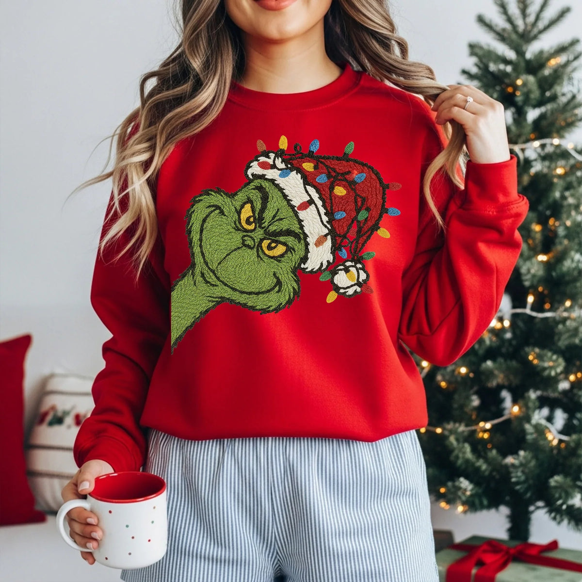 Grinch! I SEE you Faux Yarn graphic