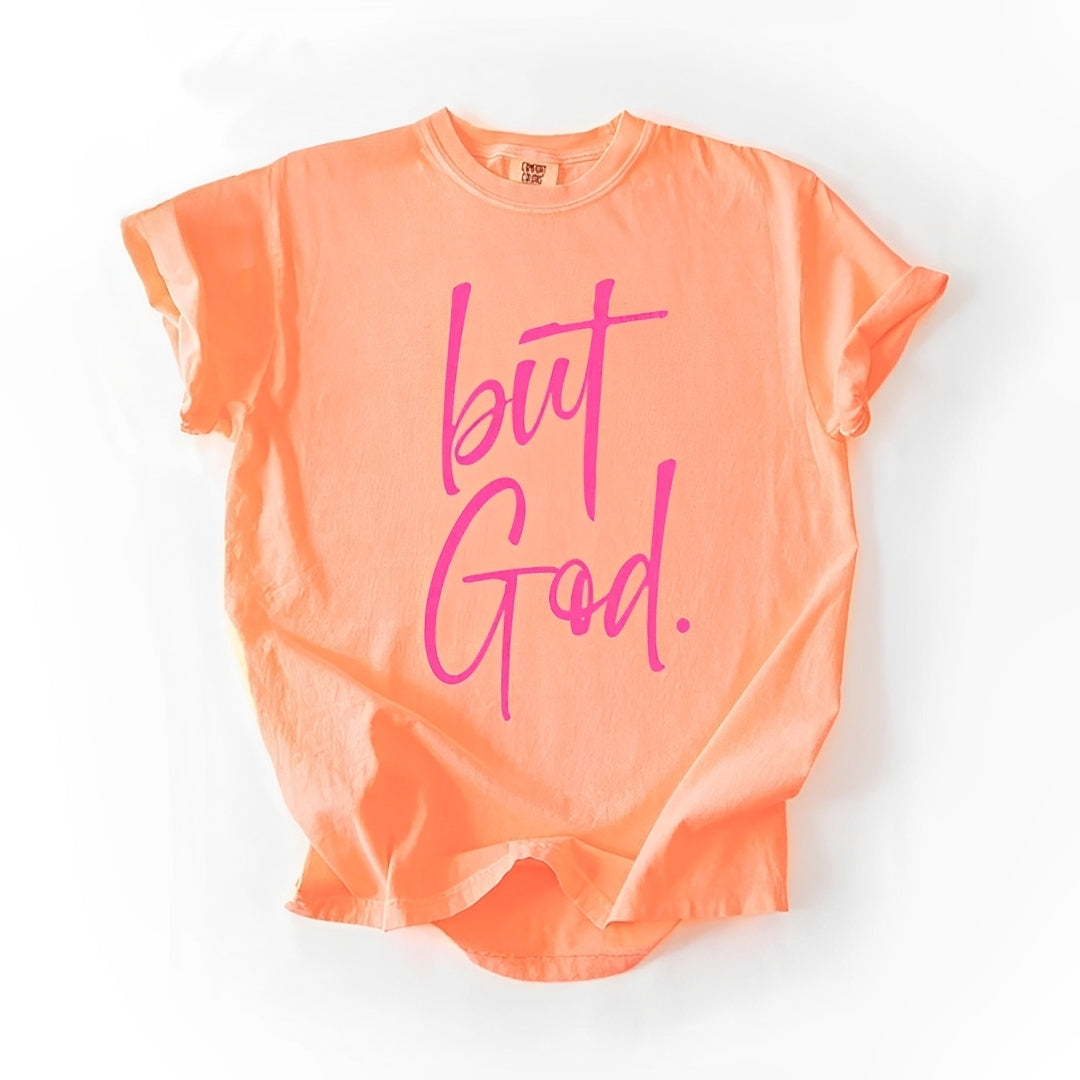 But God Shirt with Pink puff lettering T shirt - Angie's Custom Creations