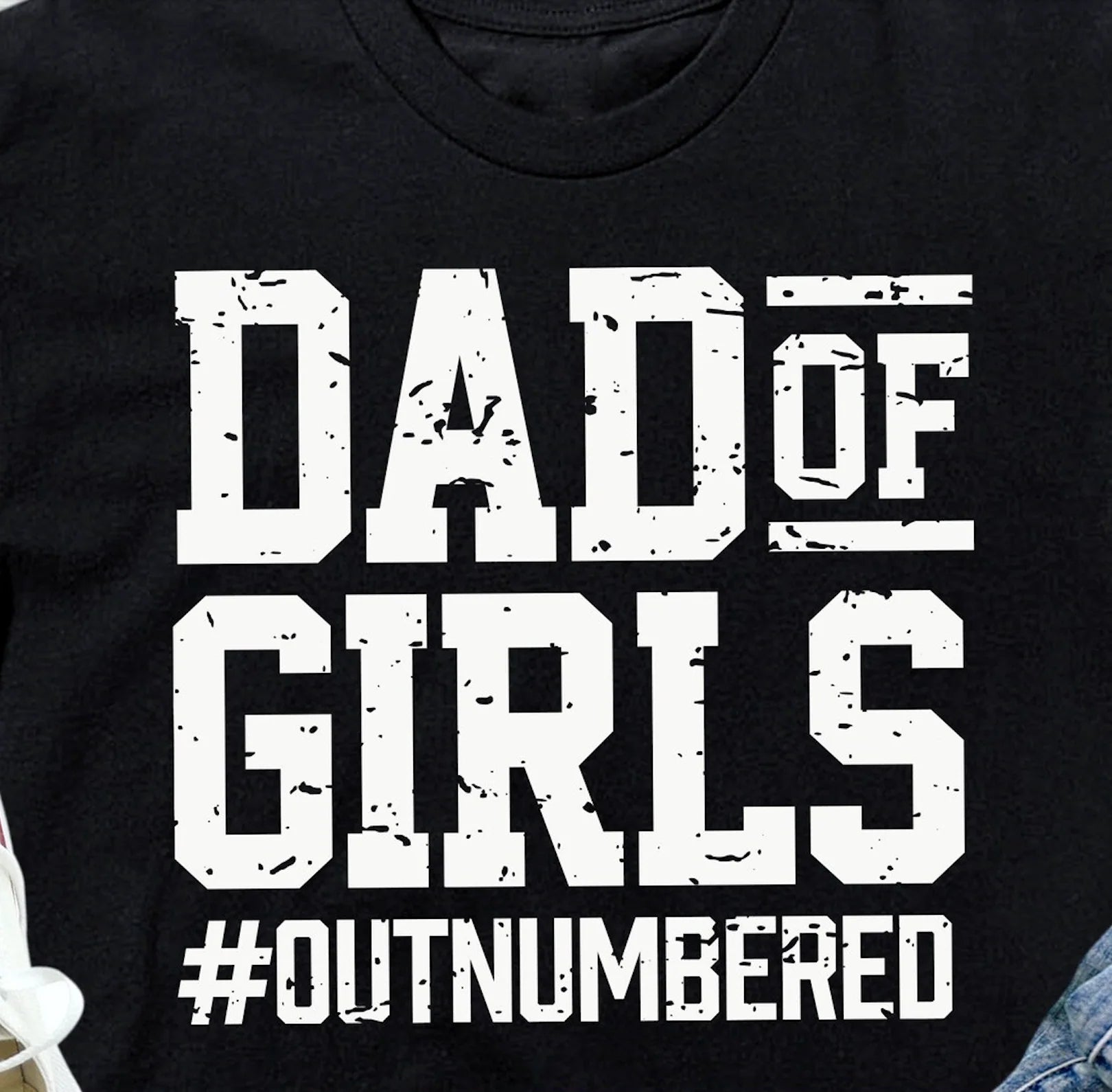 Dad of Girls #Outnumbered graphic shirt
