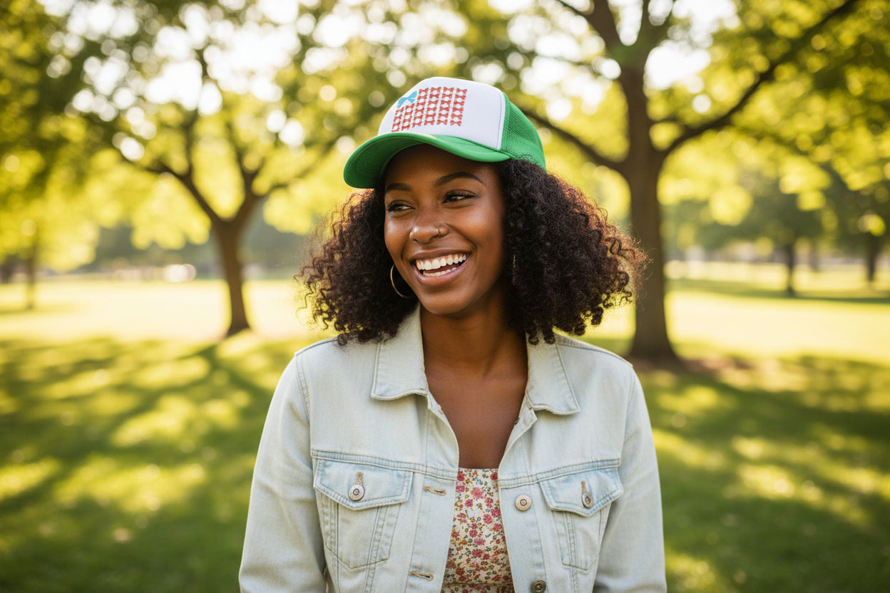 Flag and Bow Patriotic graphic trucker Hat