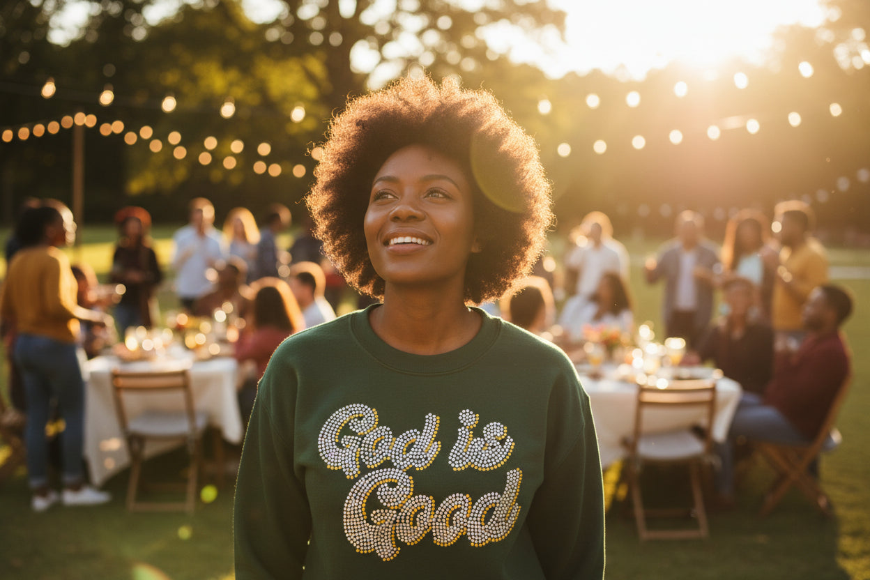 Stylish Christian Shirt God Is Good Rhinestone Shirt