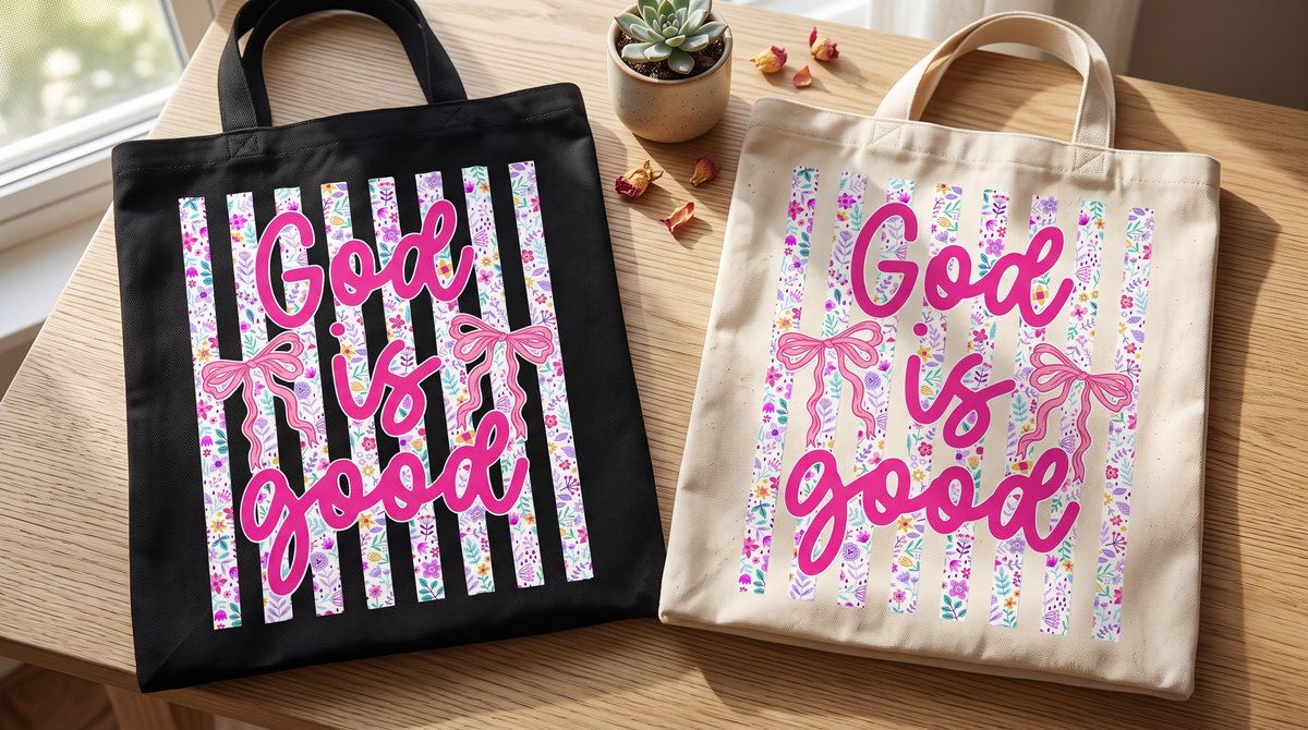 God Is Good Floral Canvas Tote Bag!