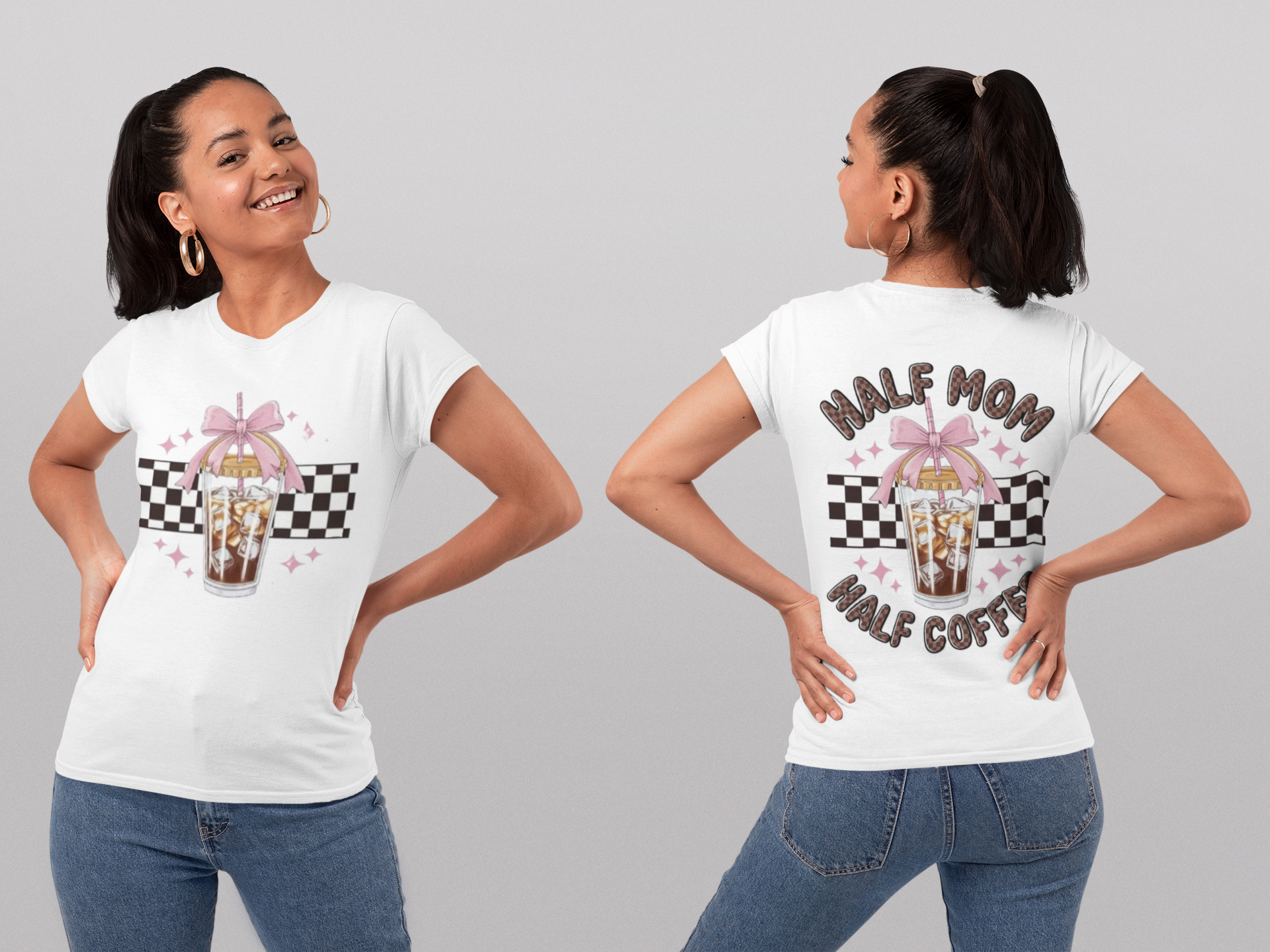 Half Mom and Half Coffee graphic shirt