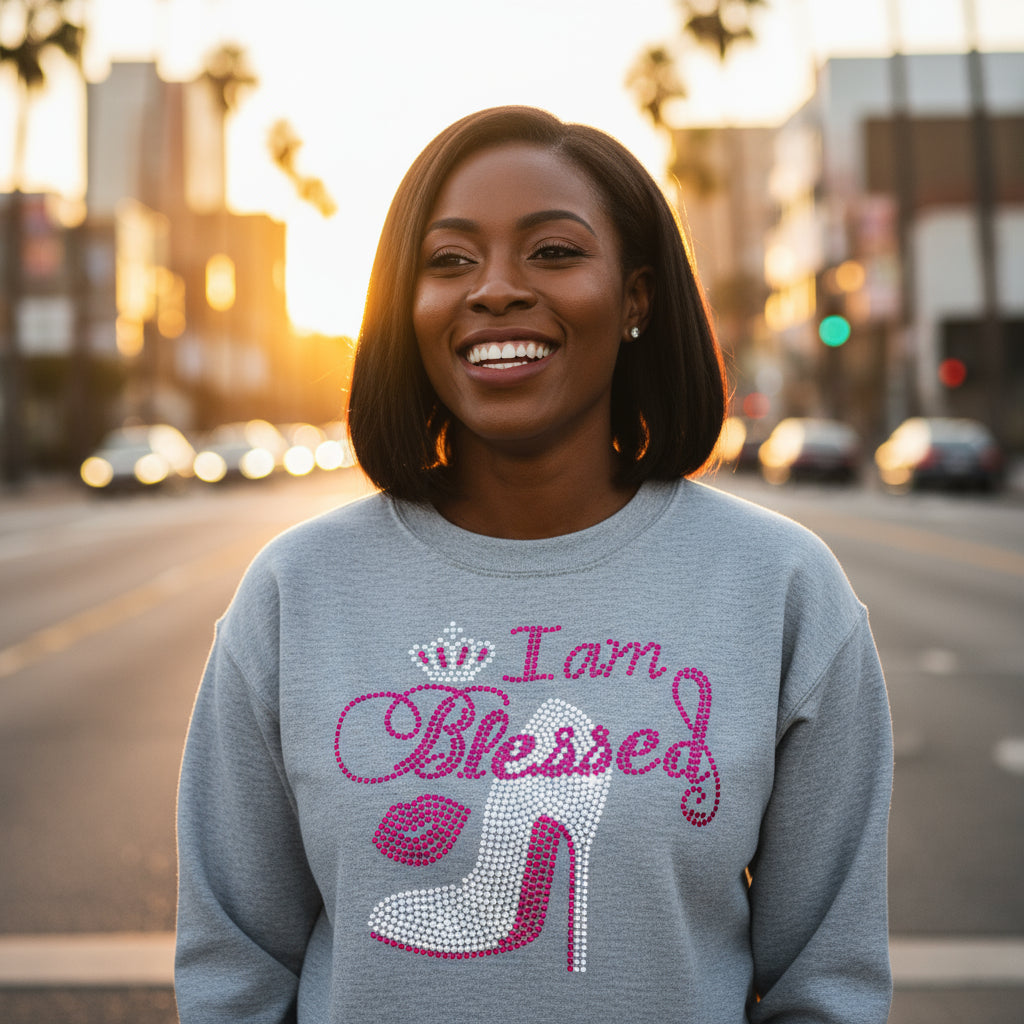 I Am Blessed Rhinestone graphic Shirt