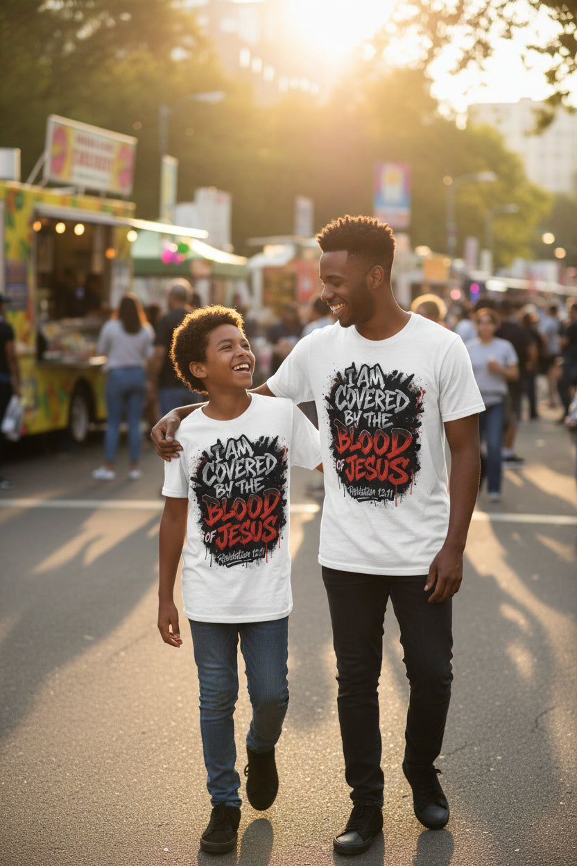 Im Covered by the Blood Graffiti style graphic shirt