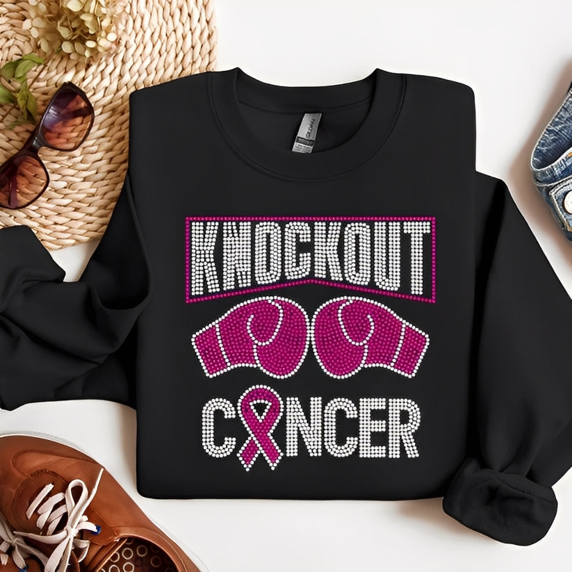 Rhinestone shirt Knockout Cancer!Rhinestone Graphic - Angie's Custom Creations