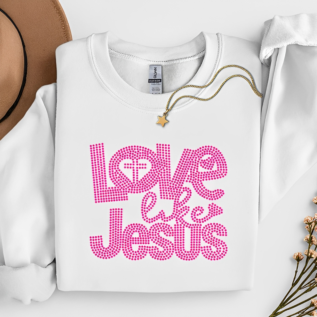 Love Like Jesus Pink Rhinestone graphic shirt