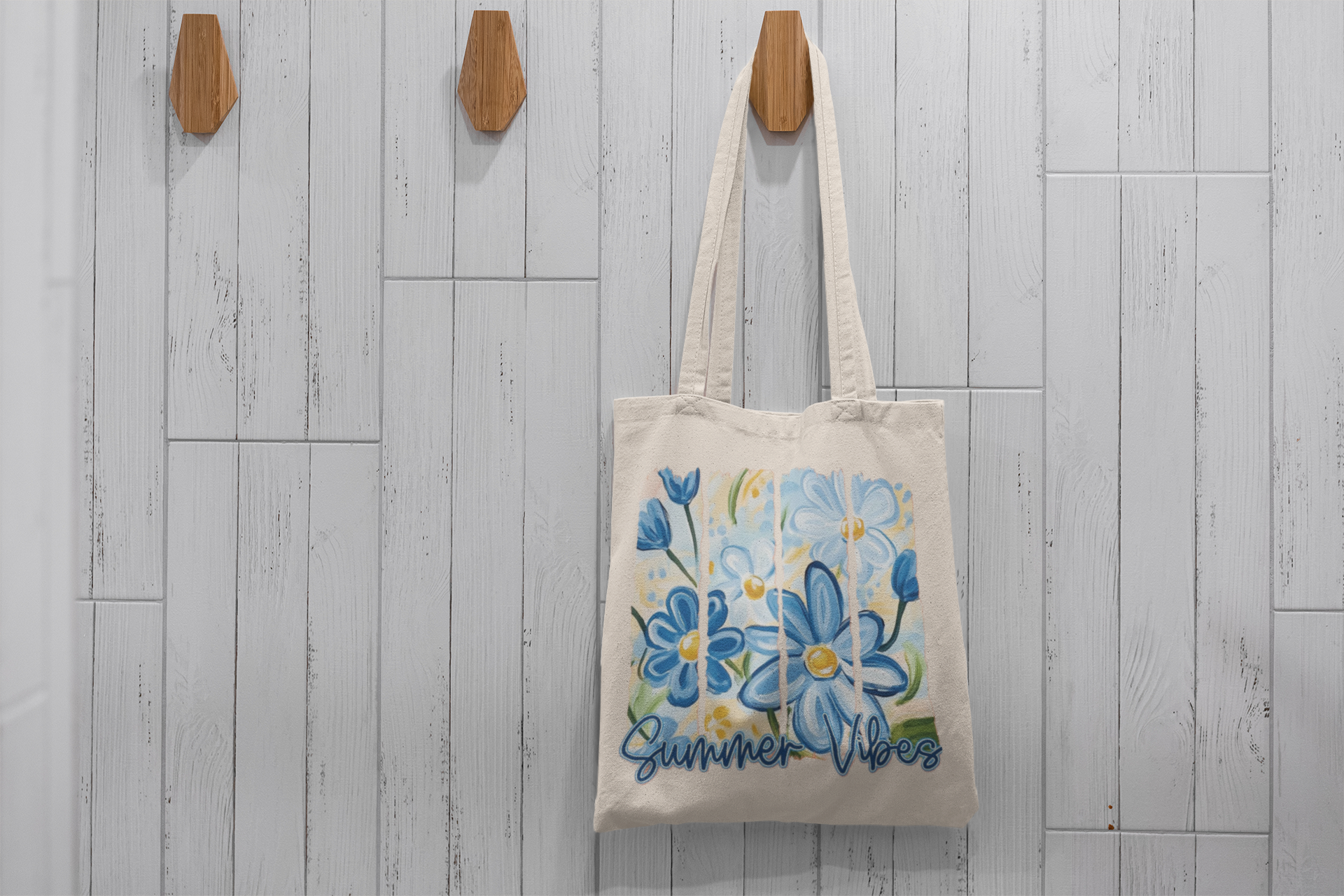 Summer Vibes painted Floral graphic Tote bag